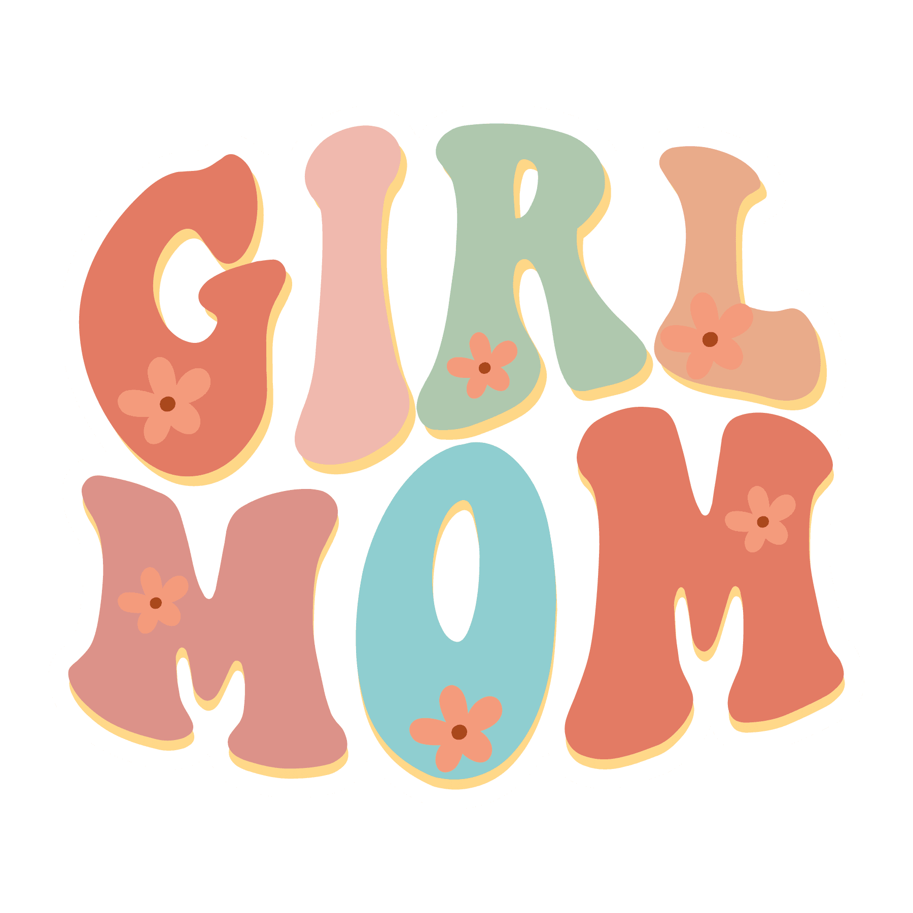 Girl Mom Retro Bubble Letter Sticker