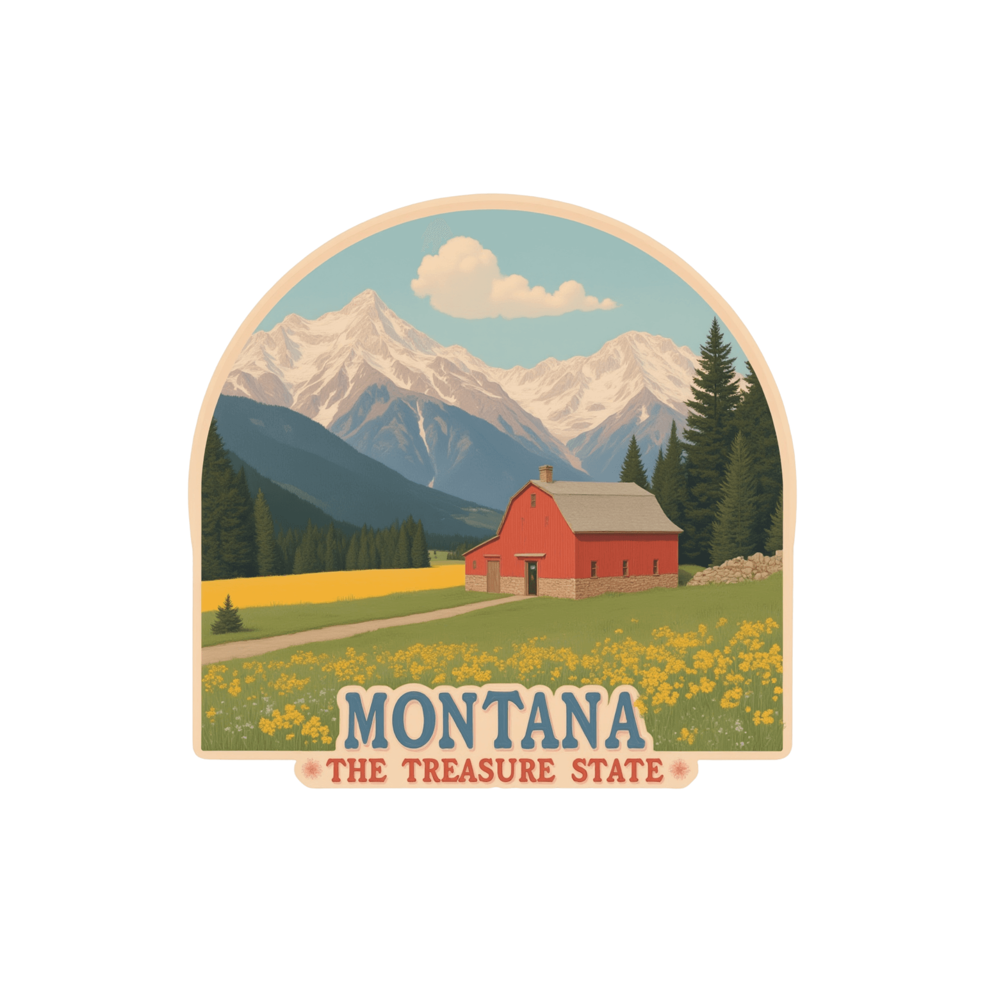 Montana Treasure State Red Barn Sticker