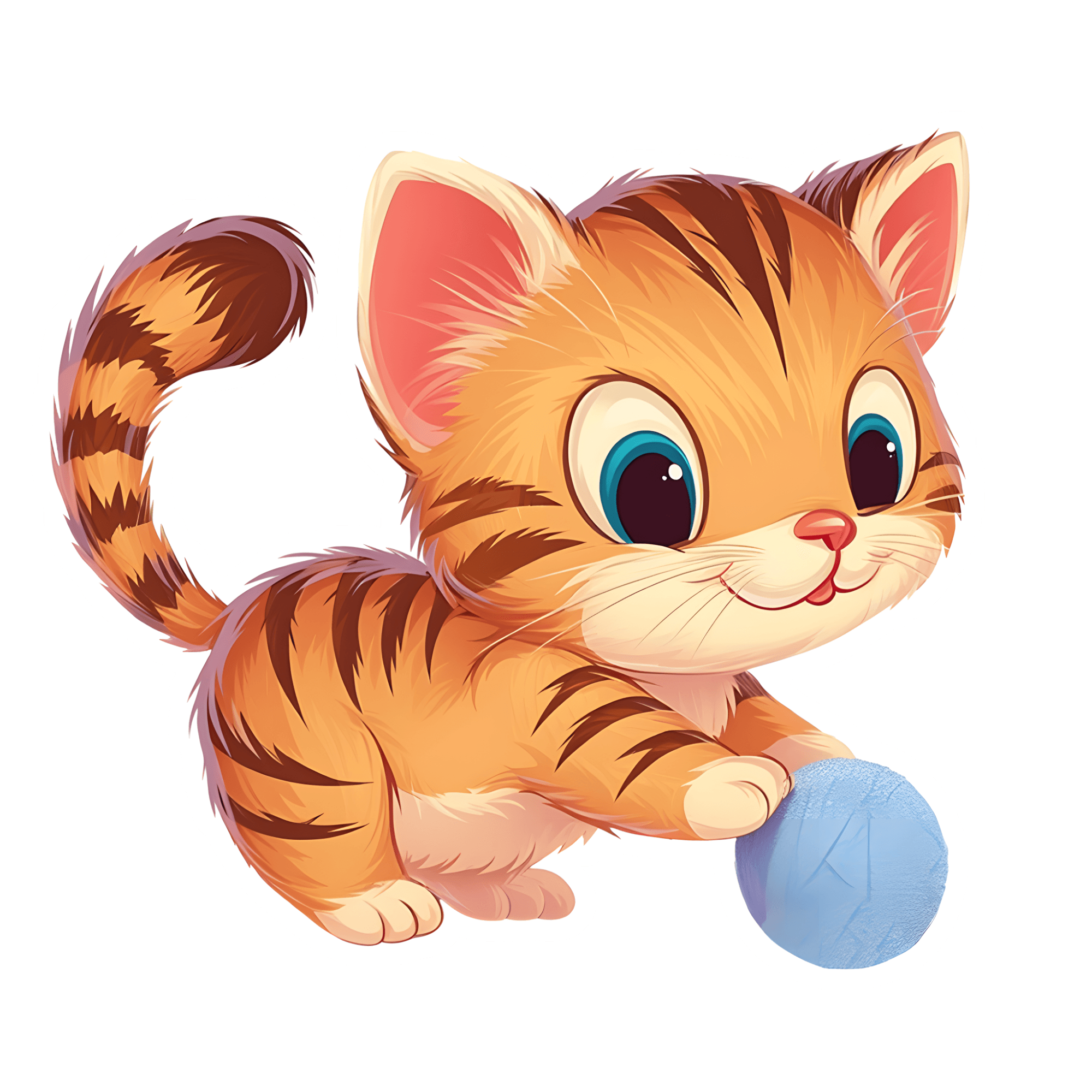 Orange Tabby Kitten with Blue Yarn Ball Sticker