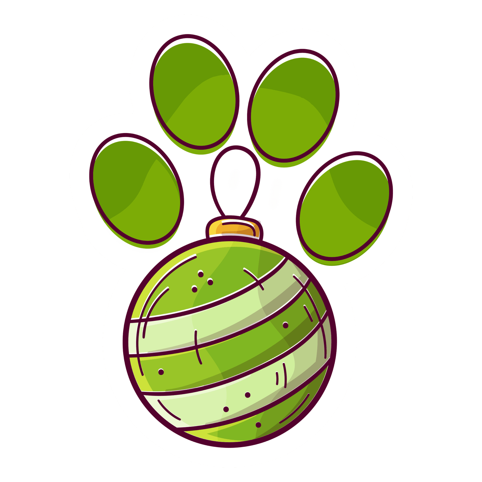 Green Paw Print Christmas Ornament Sticker