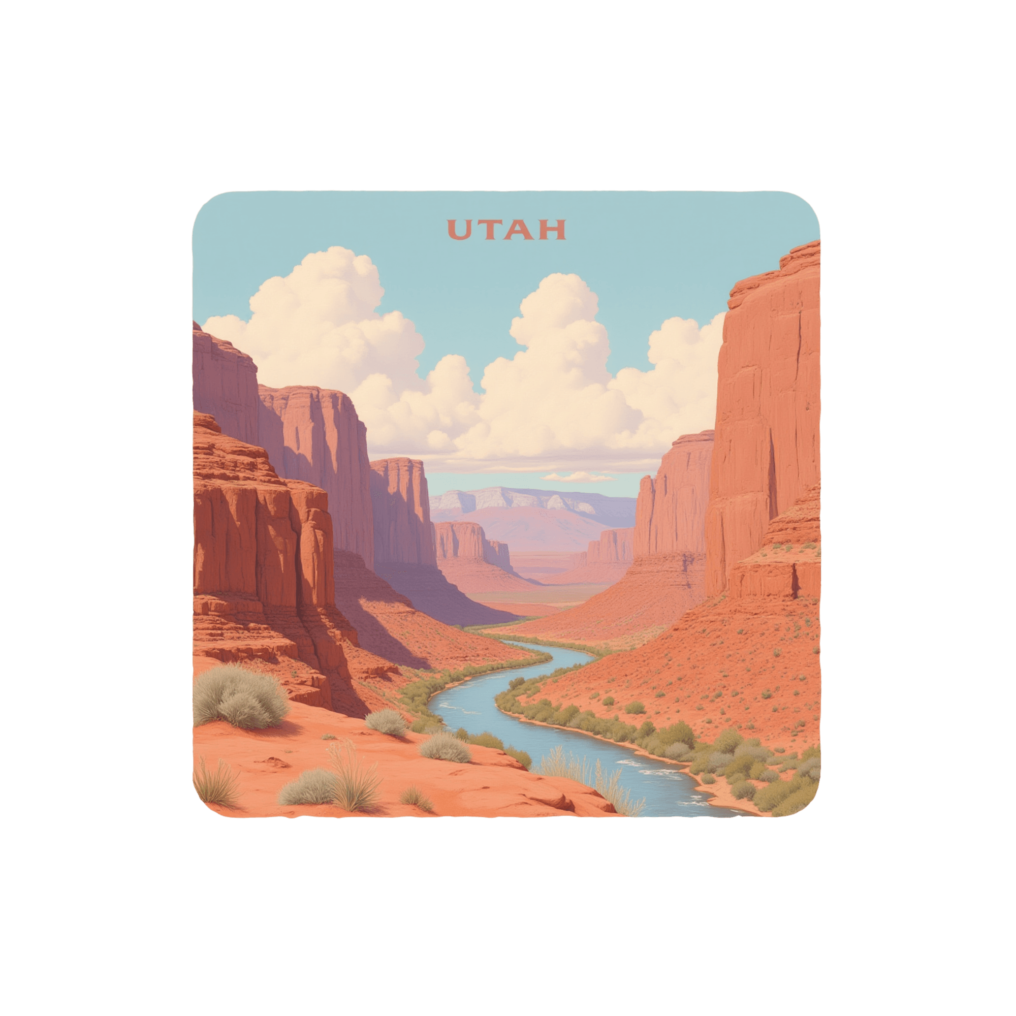 Utah Red Rock Canyon River Sticker