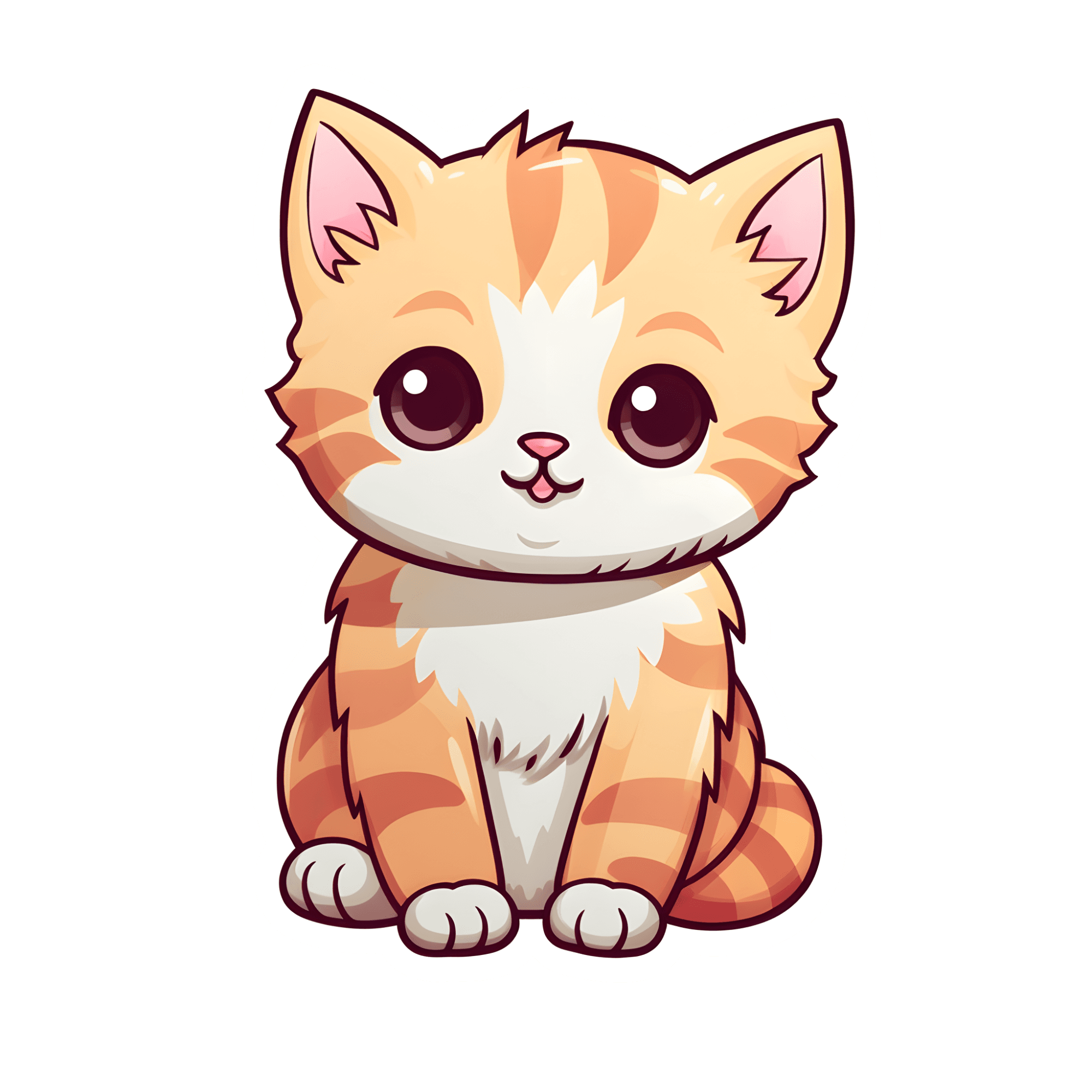 Orange Tabby Kitten Sticker with Big Sparkly Eyes