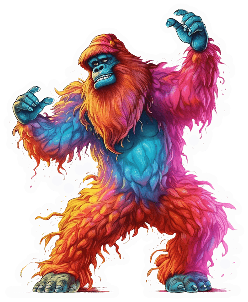 Rainbow Fire Gorilla Sticker