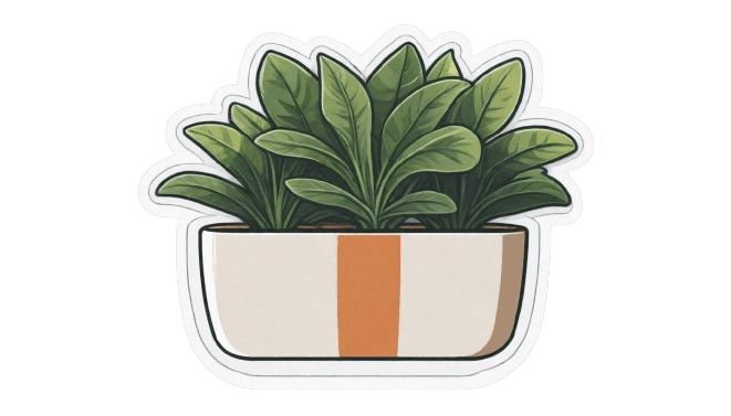 Potted Green Leaf Plant Sticker
