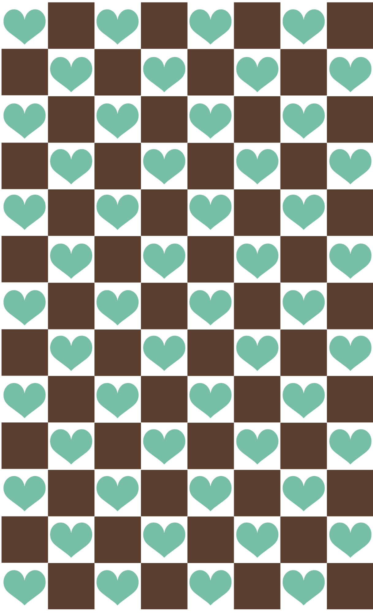 Mint Heart Checkerboard Sticker