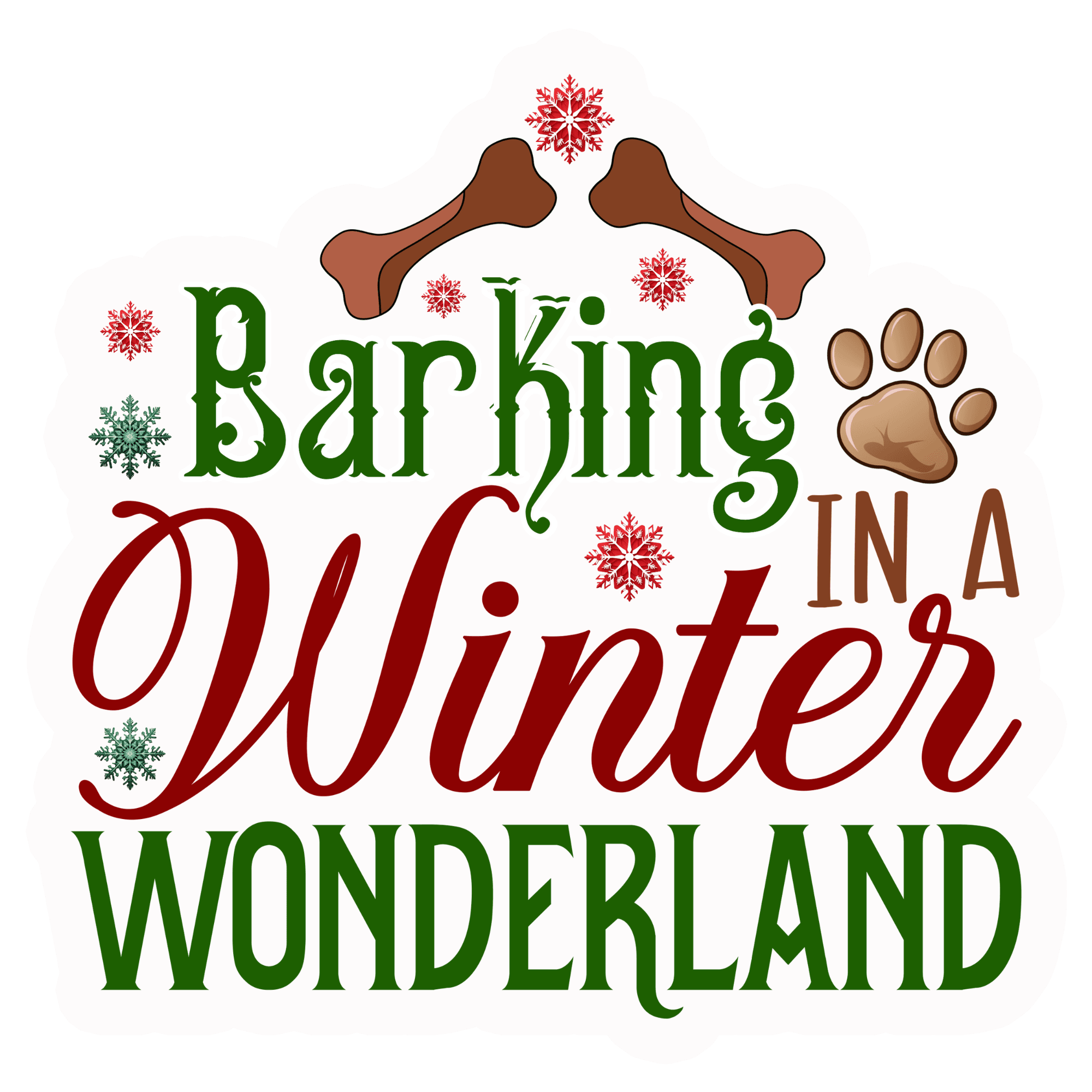 Barking in a Winter Wonderland Dog Sticker