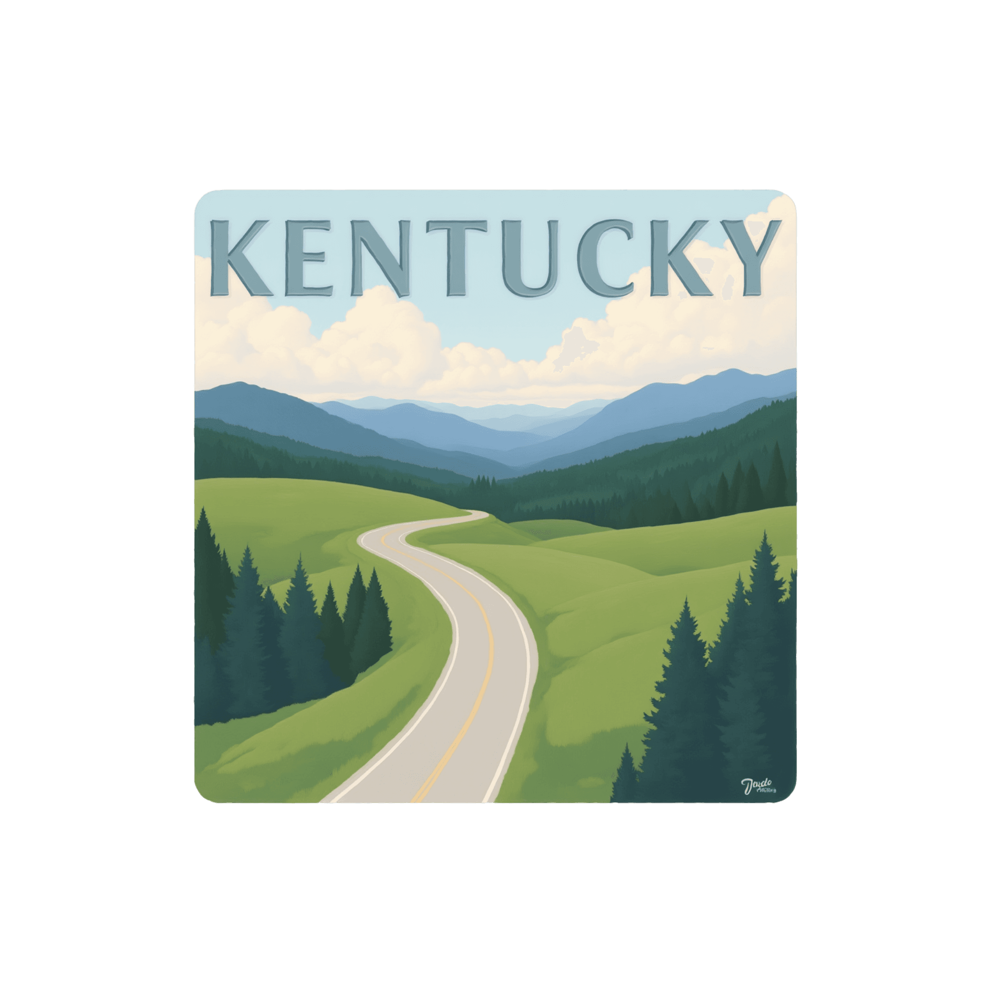 Kentucky Winding Road Vintage Travel Sticker