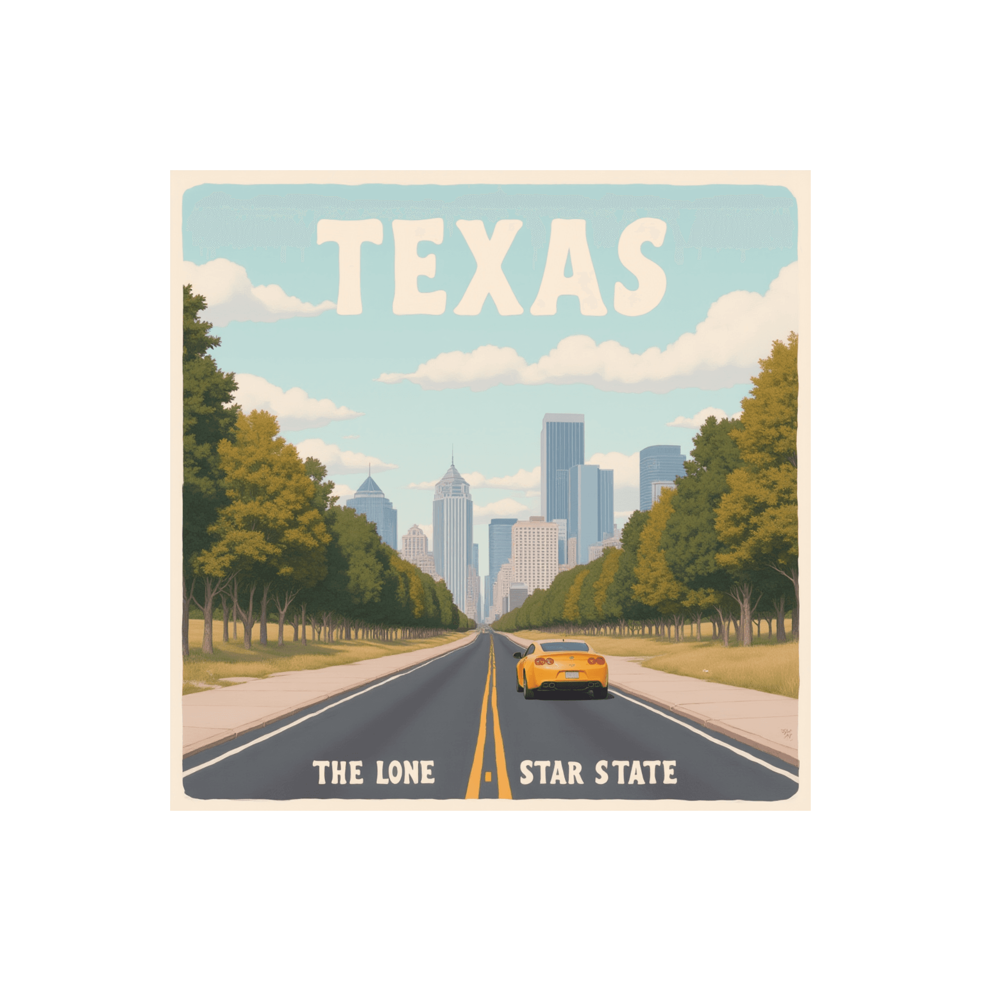 Texas Lone Star State Retro Road Trip Sticker
