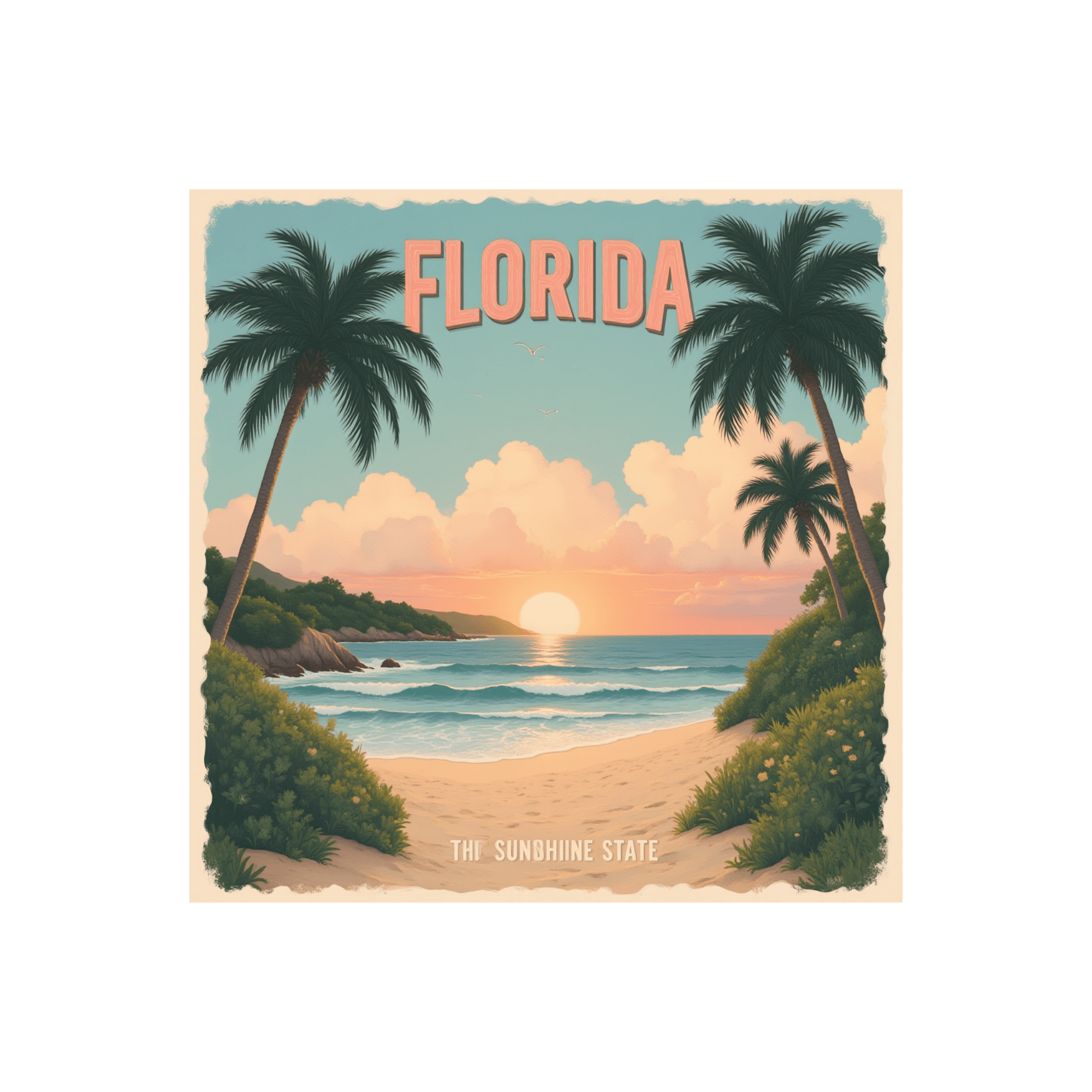 Florida Sunshine State Retro Beach Sticker