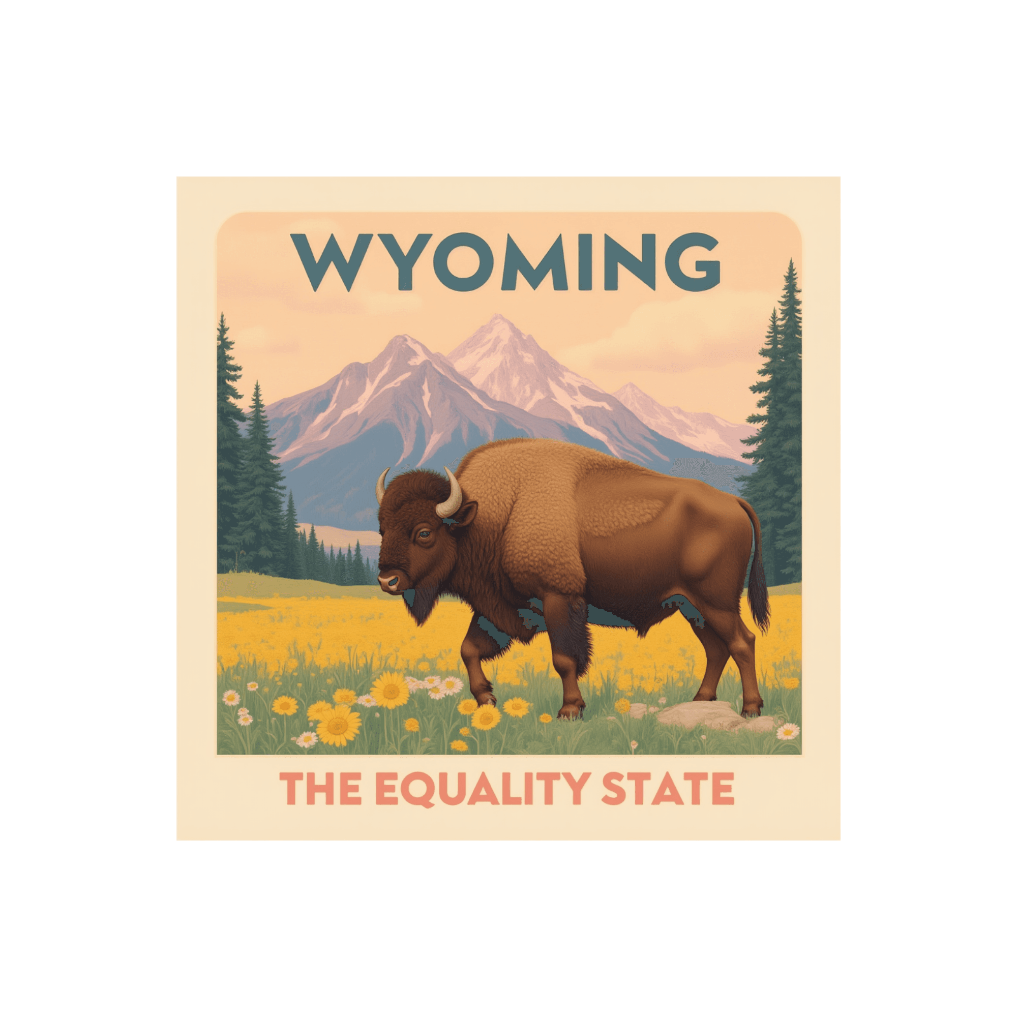 Wyoming Bison Vintage Travel Sticker