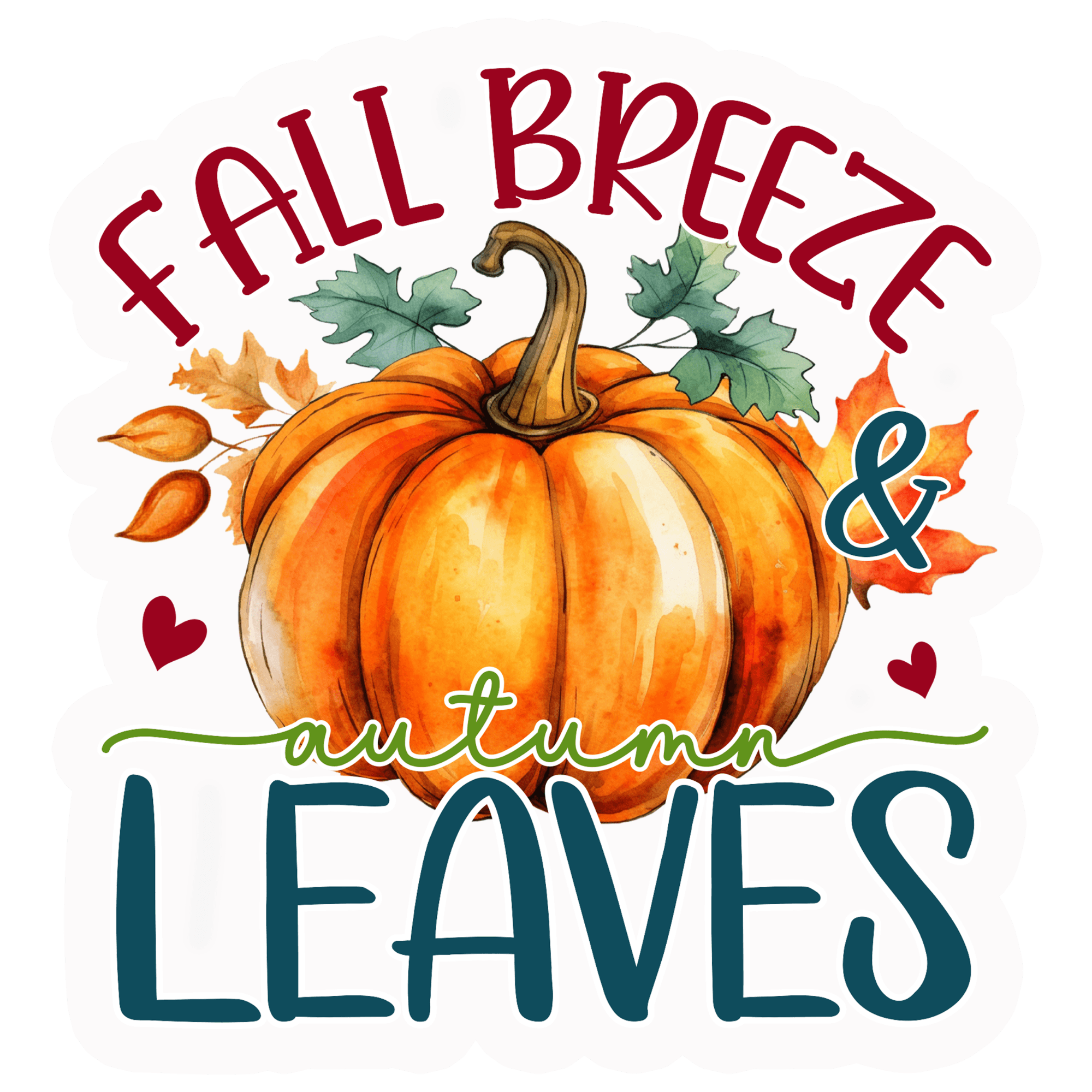 Fall Breeze & Autumn Leaves Pumpkin Sticker
