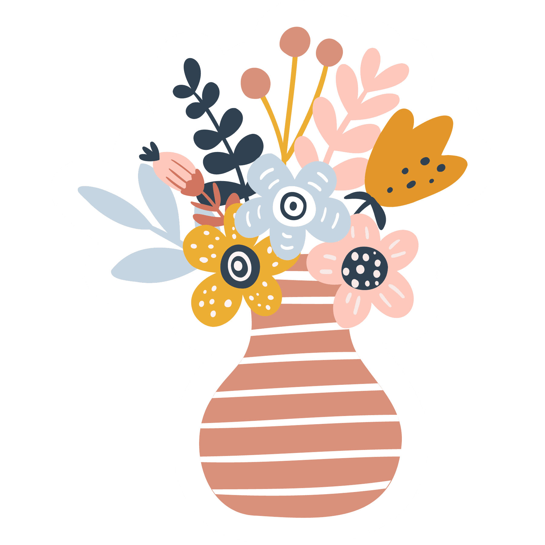 Boho Bouquet Striped Vase Sticker